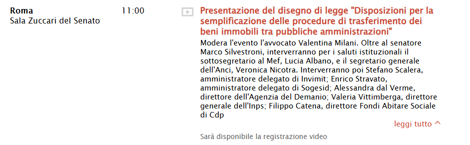 Presentazione del disegno di legge "Disposizioni per la semplificazione delle procedure di trasferimento dei beni immobili tra pubbliche amministrazioni"